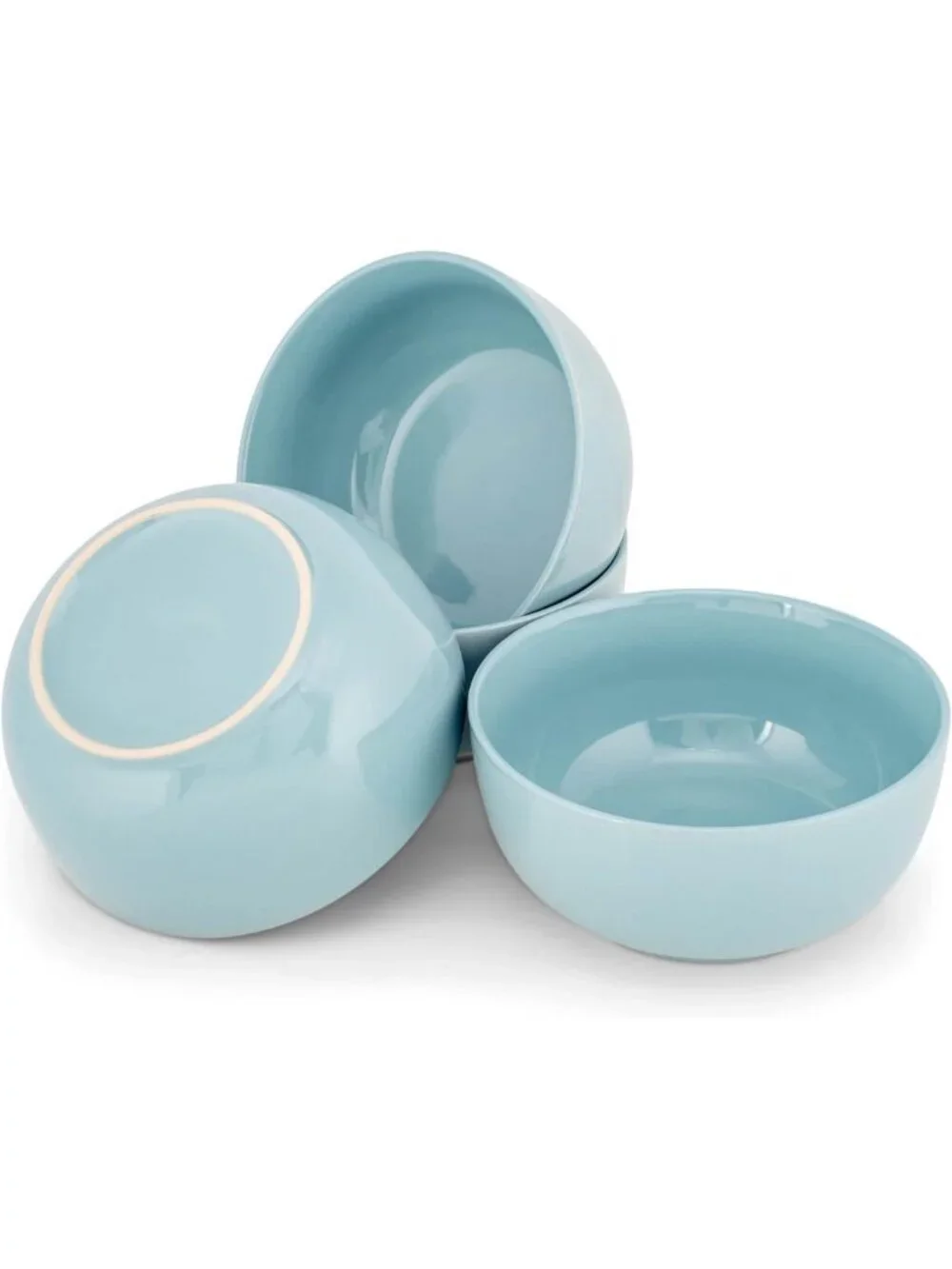 Glossy Ceramic Dinnerware Bowls Set of 4 - 6.5